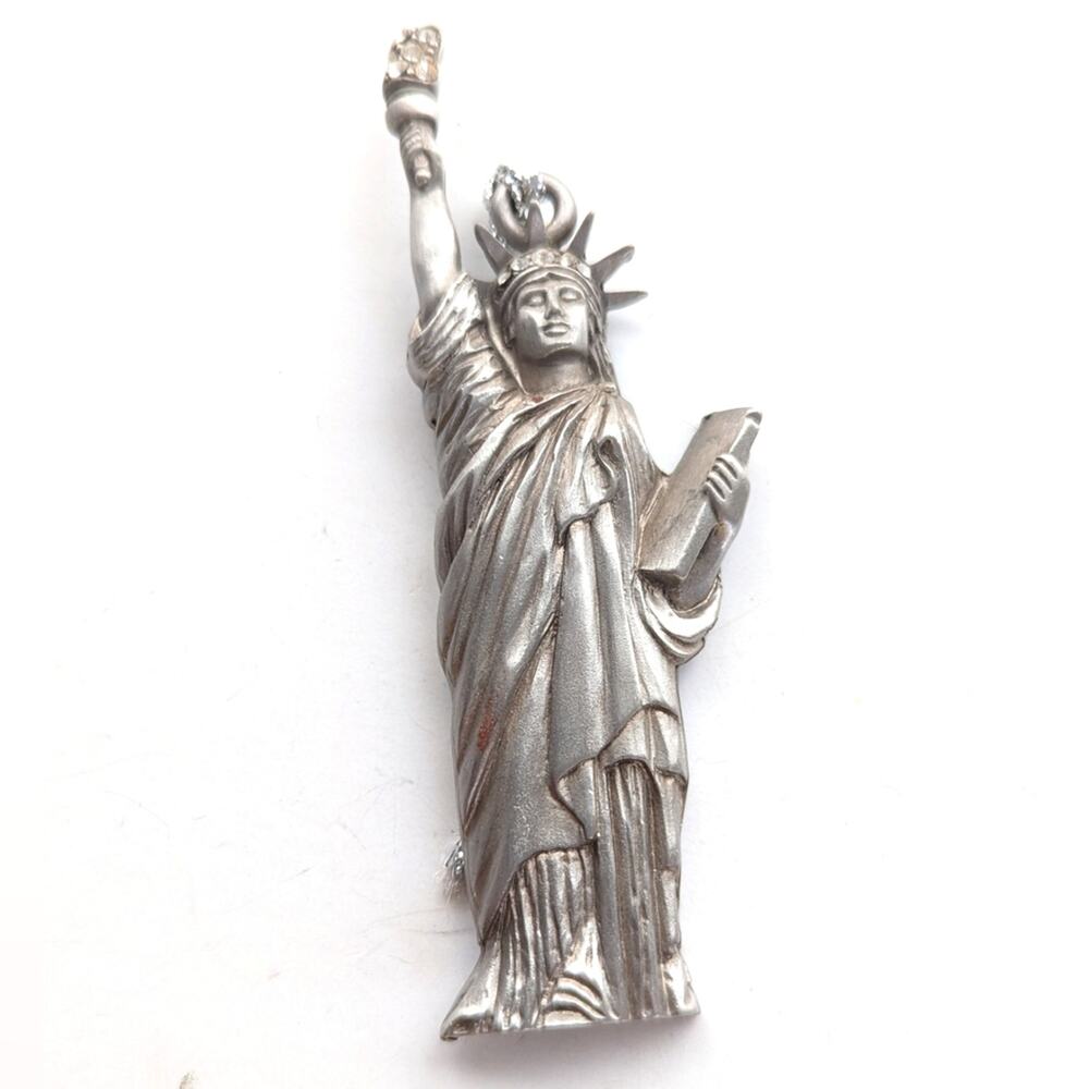 Vintage Gloria Duchin Silver Tone Figural Statue Of Liberty Traveler Ornament